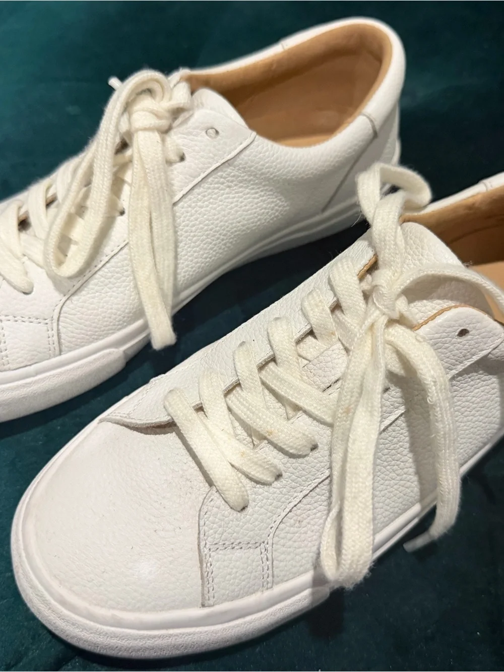 Classic White Textured Leather Sneakers